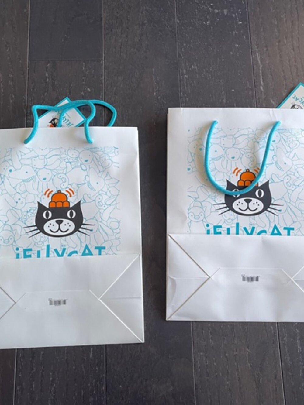 Jellycat shopping bag tote bag blue white limited edition set of 2 - Picture 4 of 6